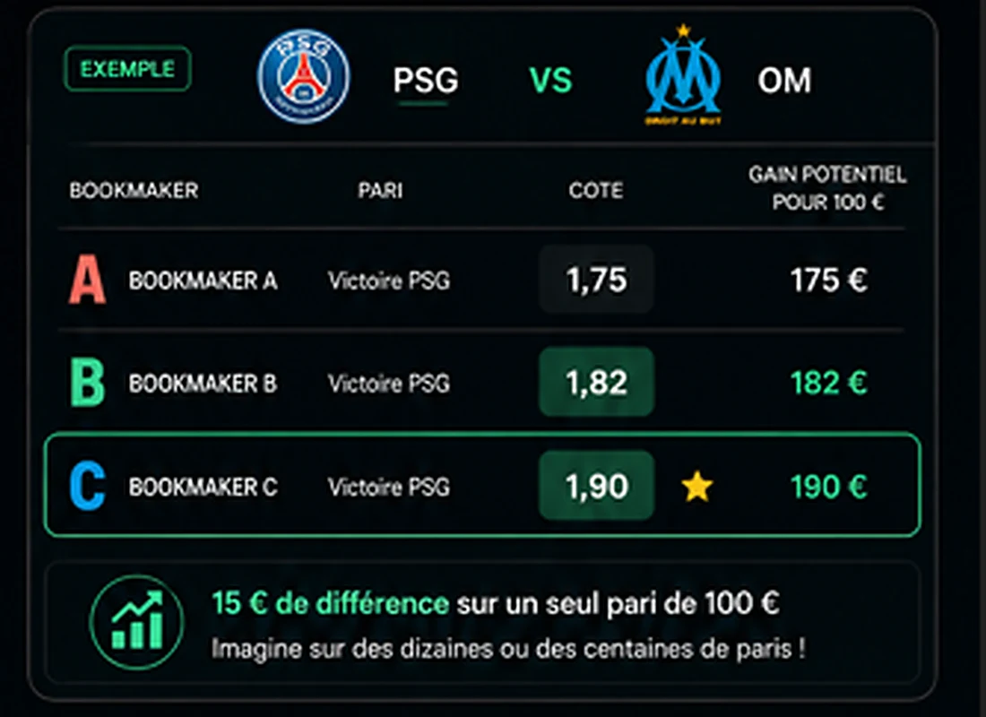 Illustration de comparaison de cotes PSG OM