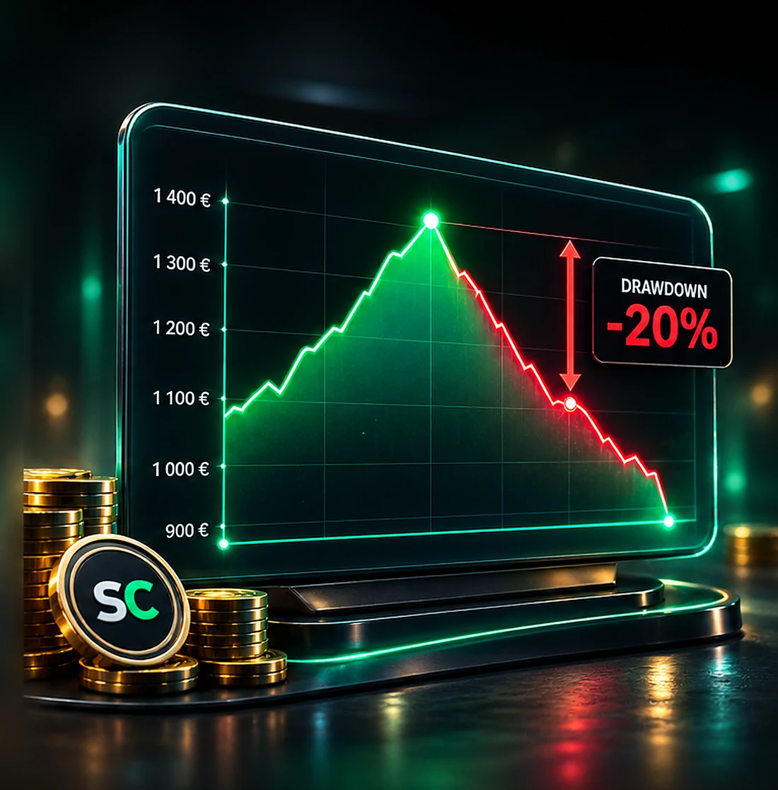 Courbe de bankroll avec drawdown