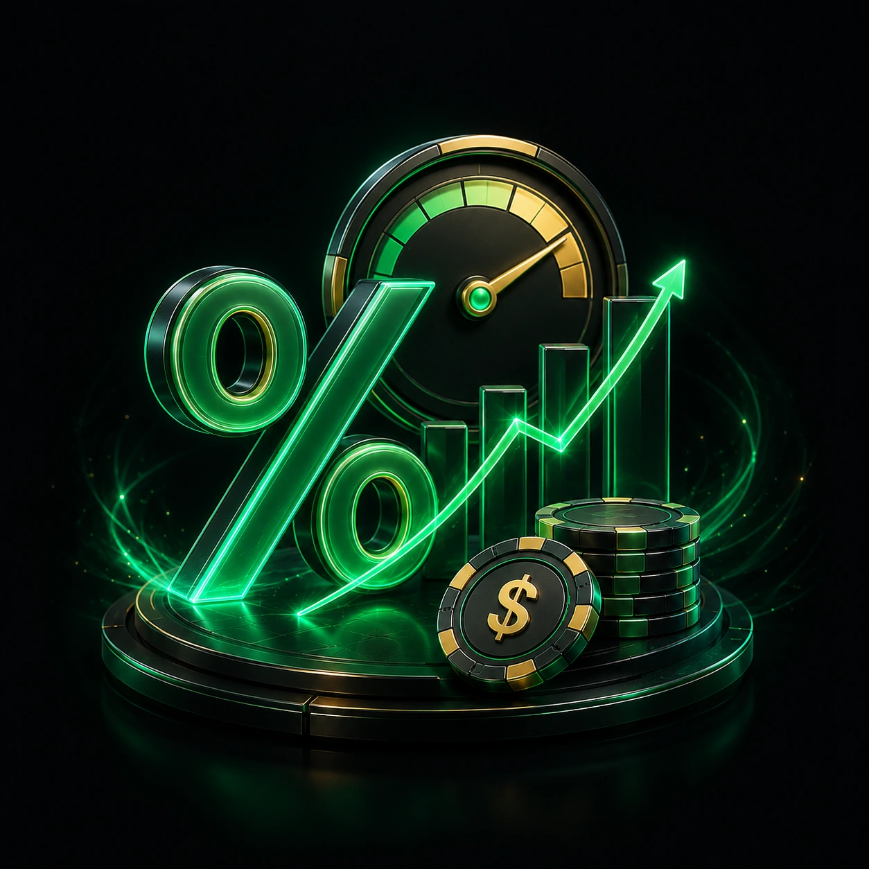 Illustration premium de ROI et performances avec symbole pourcentage et graphique