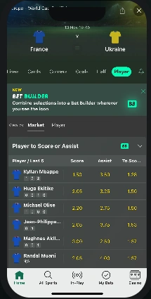 Capture de l’application mobile bet365