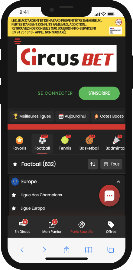 Application mobile CircusBet France
