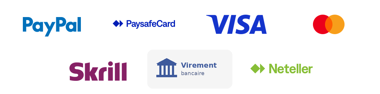 Méthodes de paiement Feelingbet : PayPal, Paysafecard, Visa, Mastercard, Skrill, virement bancaire et Neteller