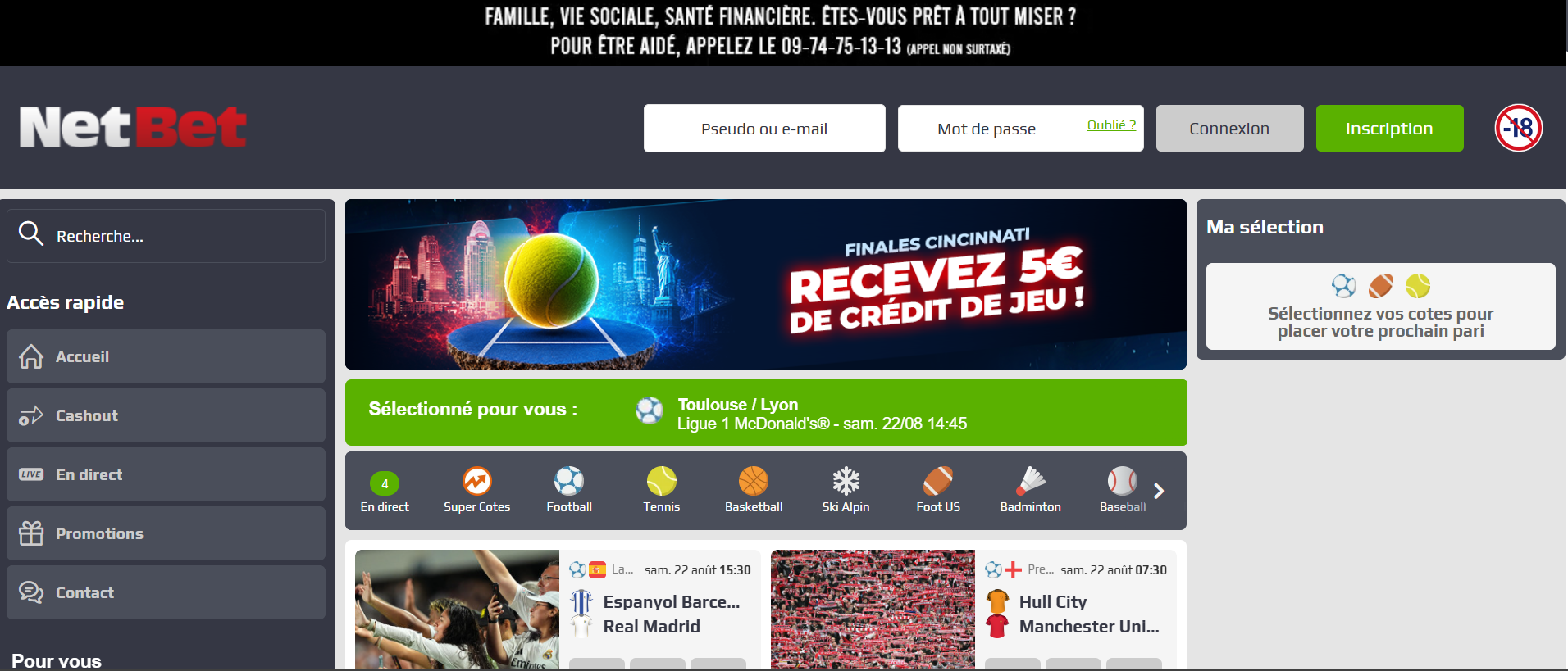 Capture du site web desktop NetBet
