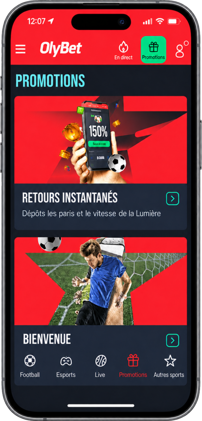Application mobile OlyBet France dans un smartphone