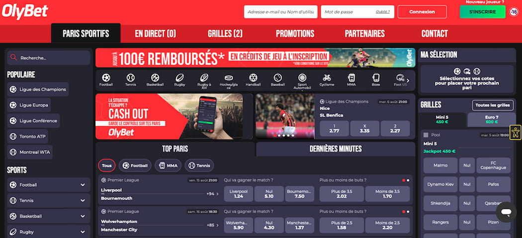 Aperçu réel de l’interface desktop OlyBet France