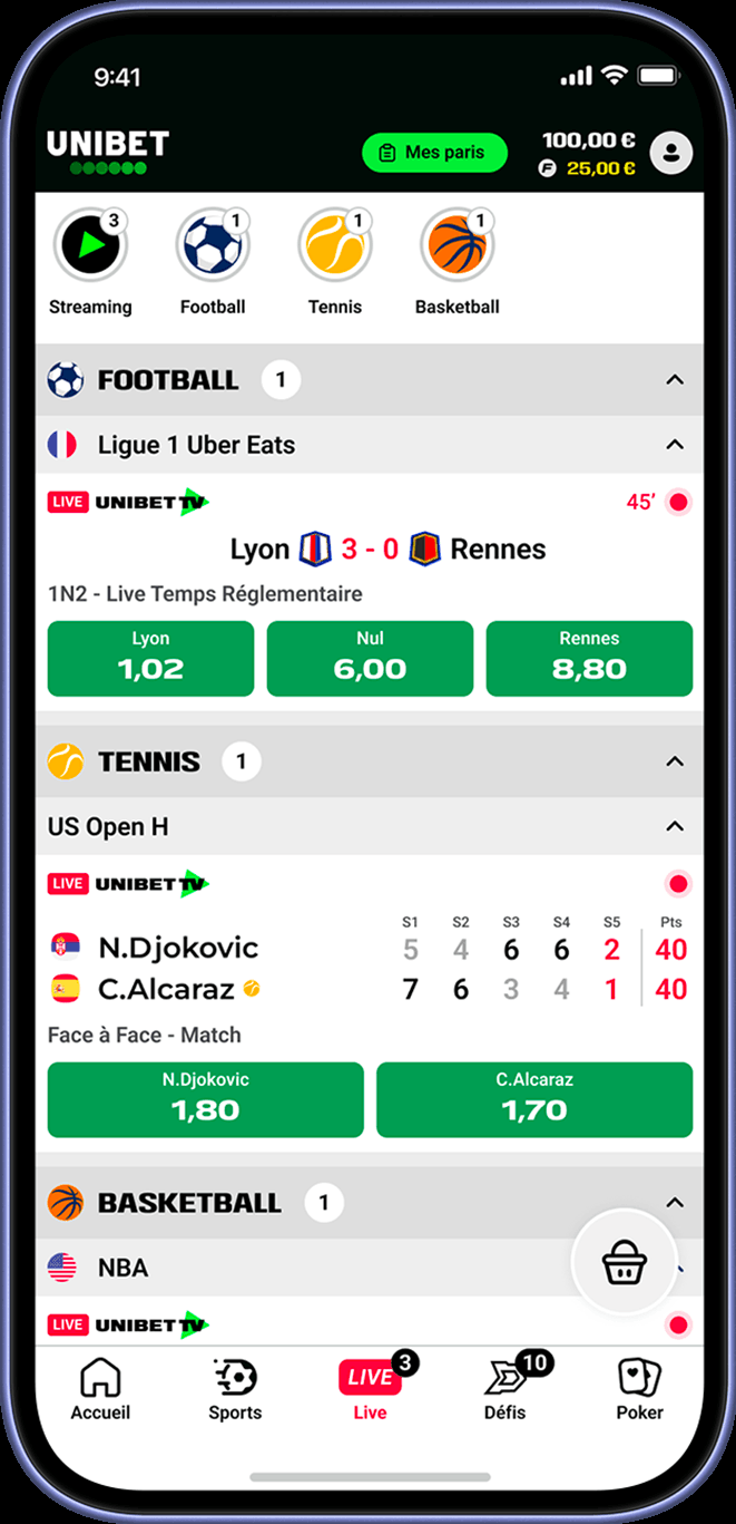 Application mobile Unibet