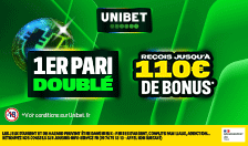 Unibet : 1er pari doublé, jusqu'à 110€ de bonus